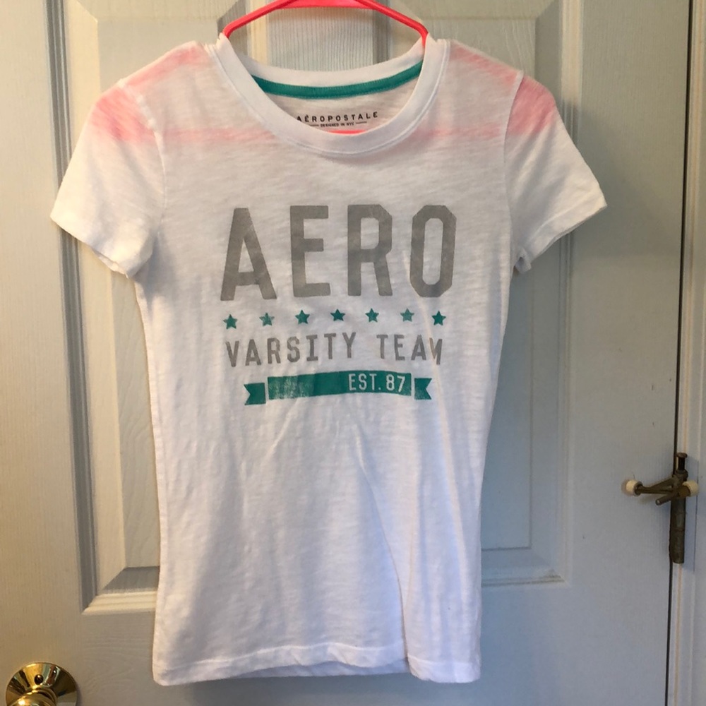 Aeropostale white and teal T-Shirt